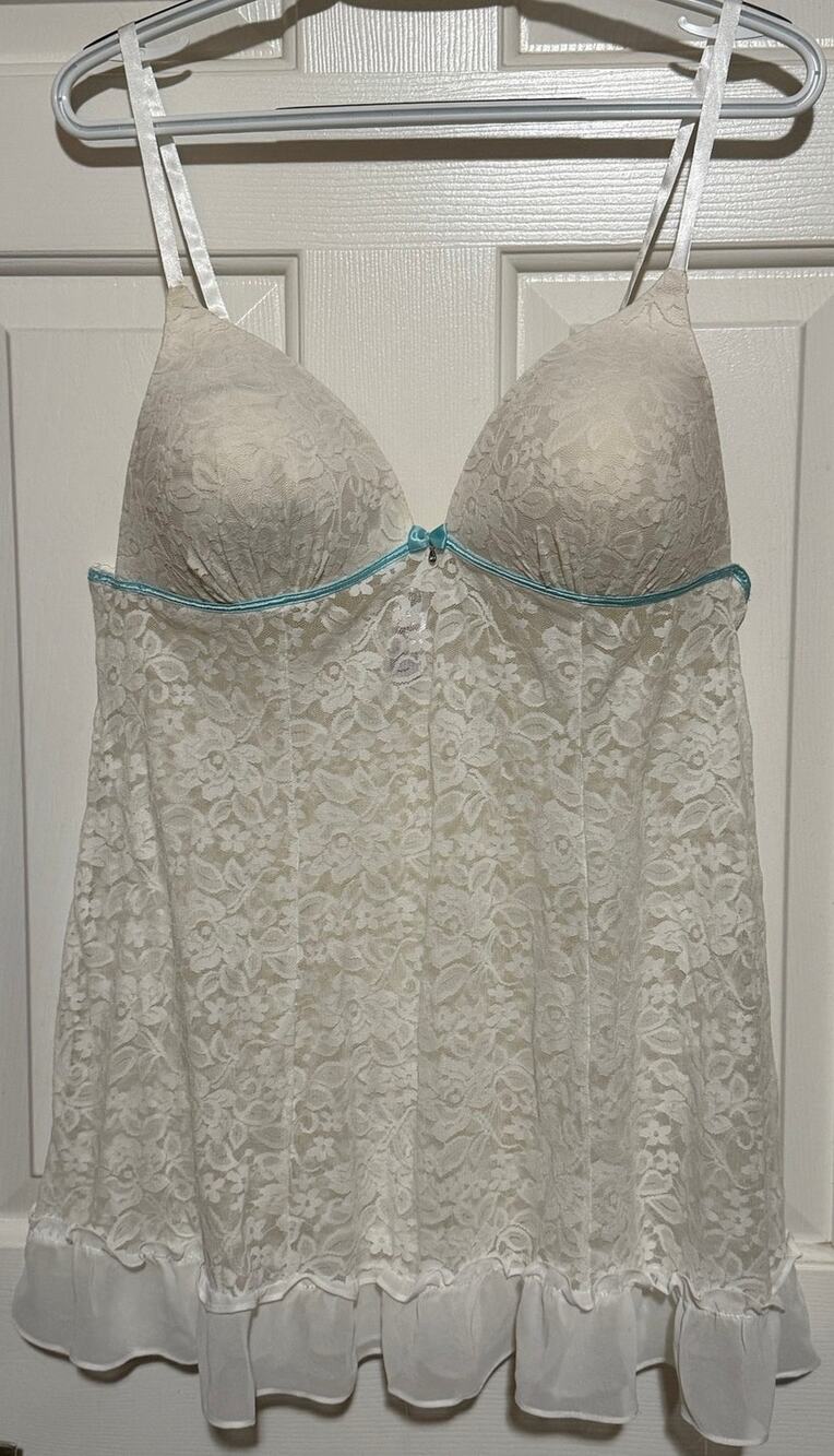 Secret Treasures Sleepwear Lace Cream Baby Doll Nightgown Padded Bra Size XL